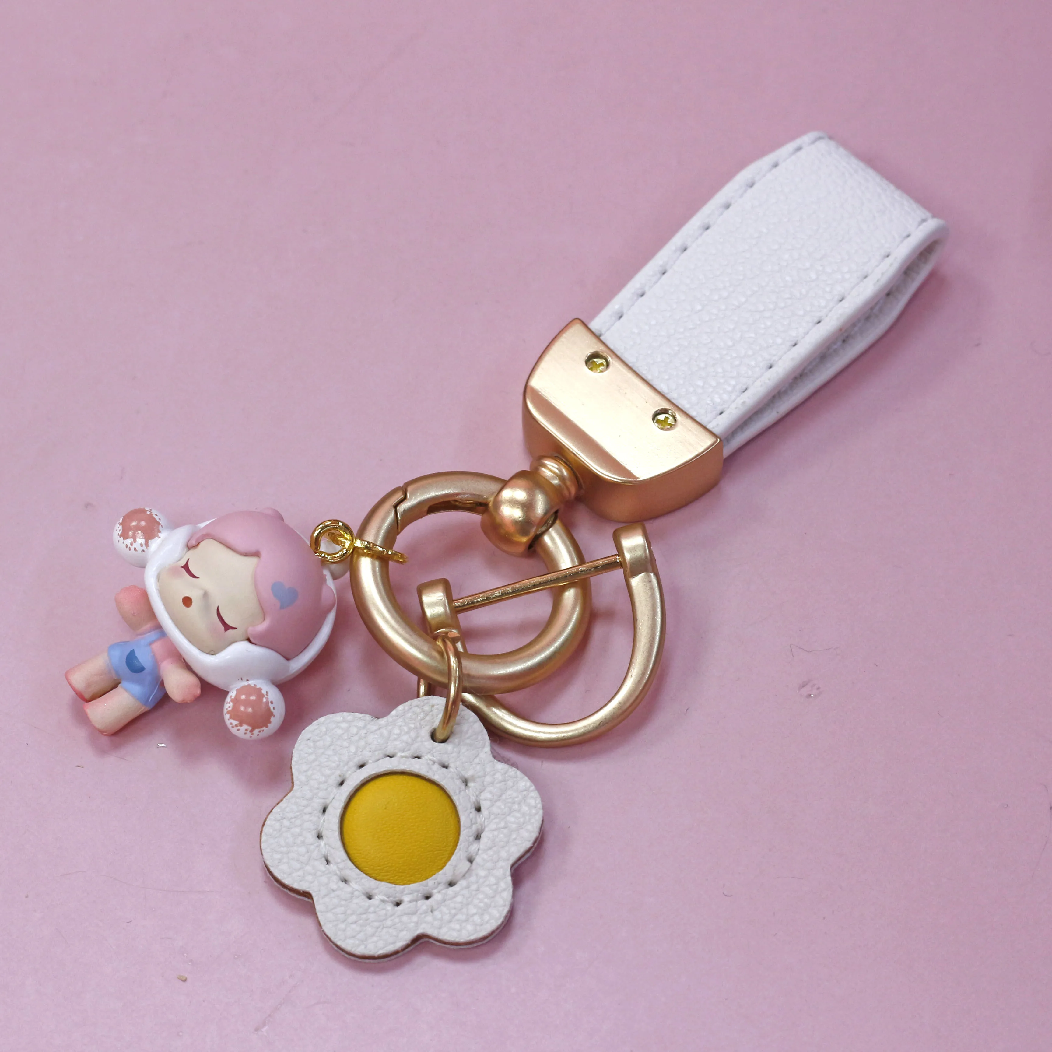 

POP BEAN Diy Dimoo SP Figure Anime Kawaii Leather Key Chain Handmade Keyring Toys Ornament Keychain Accessories Decoration Gifts
