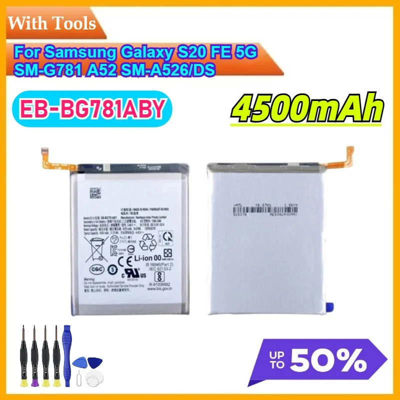 

2 шт./лот, 4500 мАч, EB-BG781ABY, сменная батарея для Samsung Galaxy S20 FE 5G SM-G781, A52 SM-A526/DS