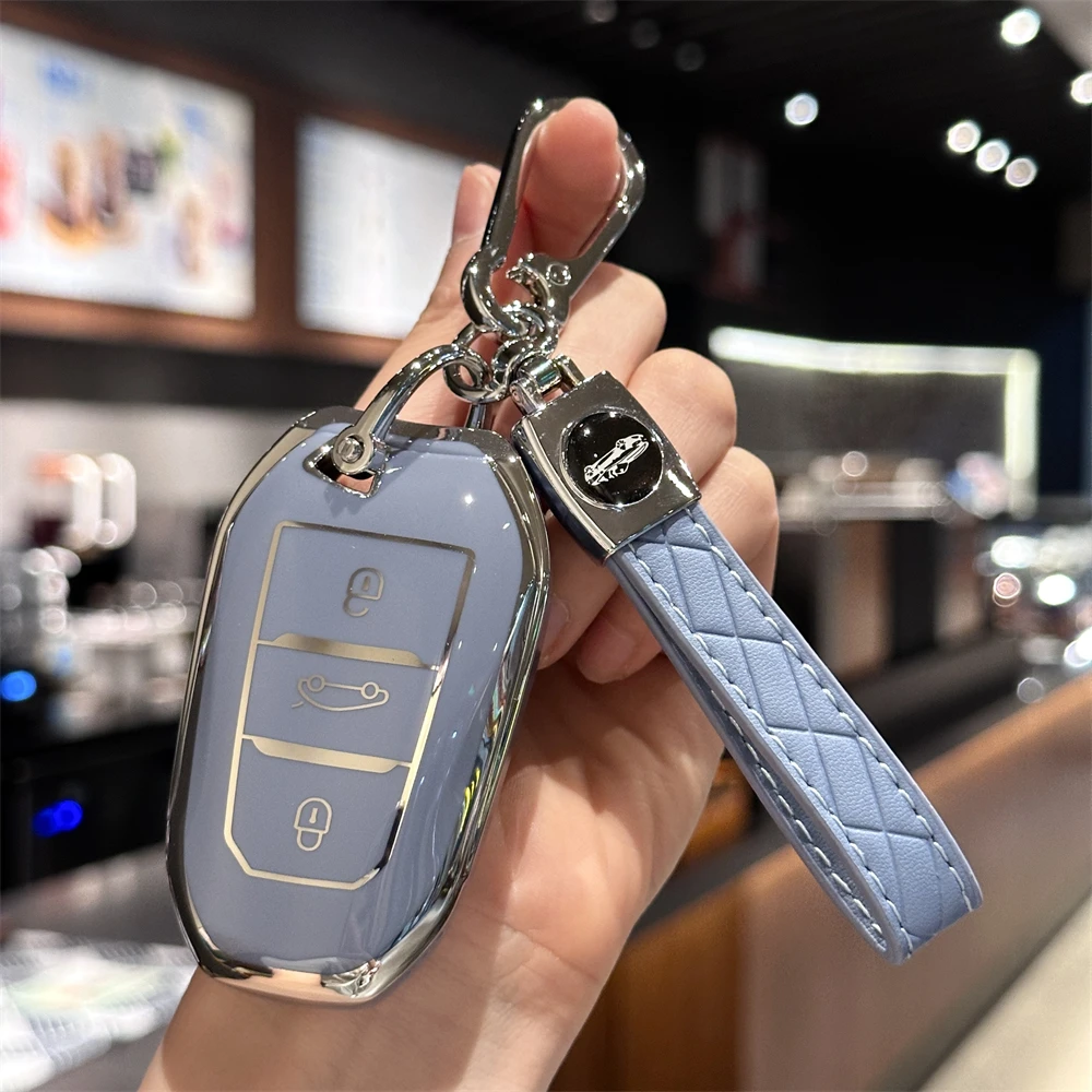TPU Car Key Case Cover Key FOB Cover For Peugeot Citroen, only fit for the car key shown in the image.