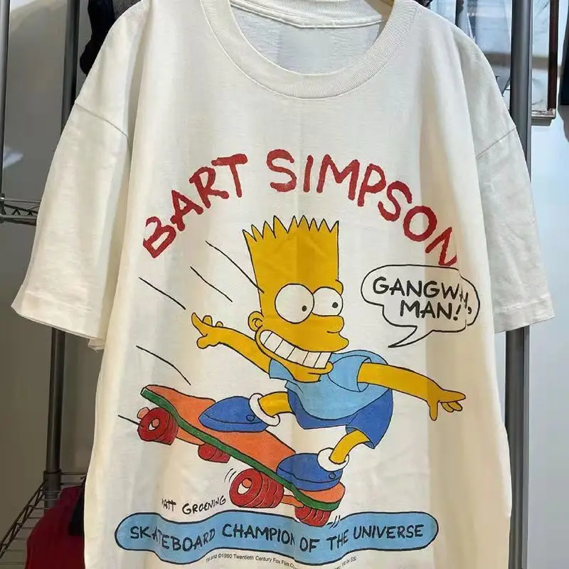 The Simpsons Letter T-Shirt, Combed Cotton, Soft and Breathable, Oversize for Couples, Trendy and Cool Tee for Cosplay Costume