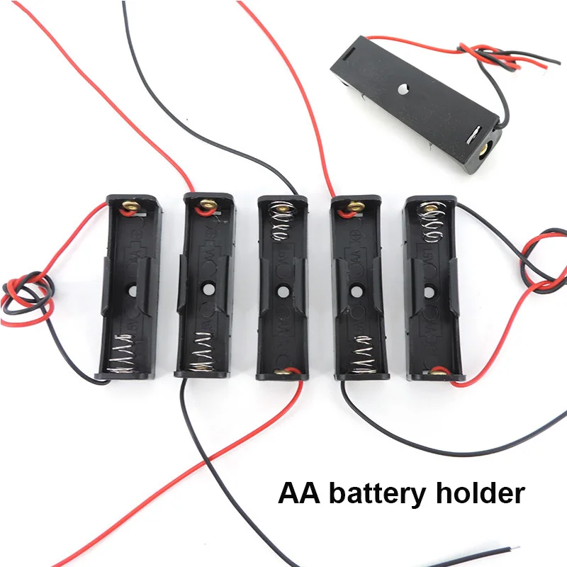 20 szt./10 szt./5 szt. Pojemniki na baterie 1xAA 1.5V, etui na baterie AA, pudełko do przechowywania, 1 przegródka, pojemnik na baterie z przewodem