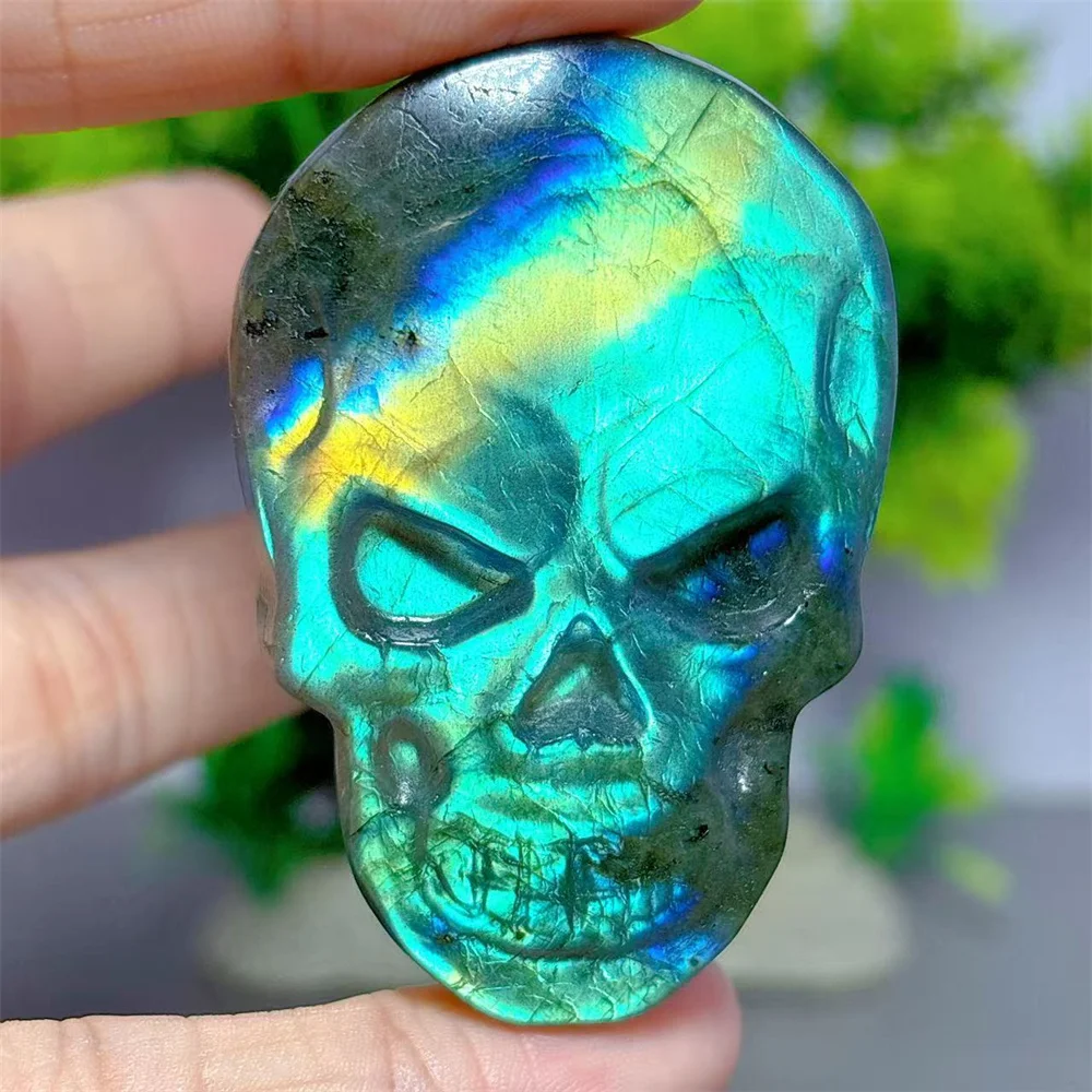 

Labradorite Skull Natural Crystal Home Decoritems Room decor Luck Quartz Stone Reiki Healing Energy Love Gifts Carved