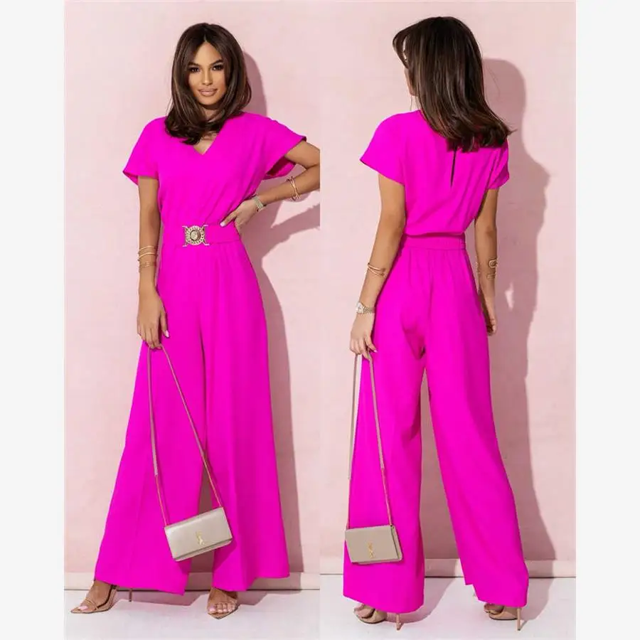 

Женский комбинезон 2024, летний, с высокой талией, длинные прямые брюки, для офиса, из хлорированной ткани, цельный костюм для женщин