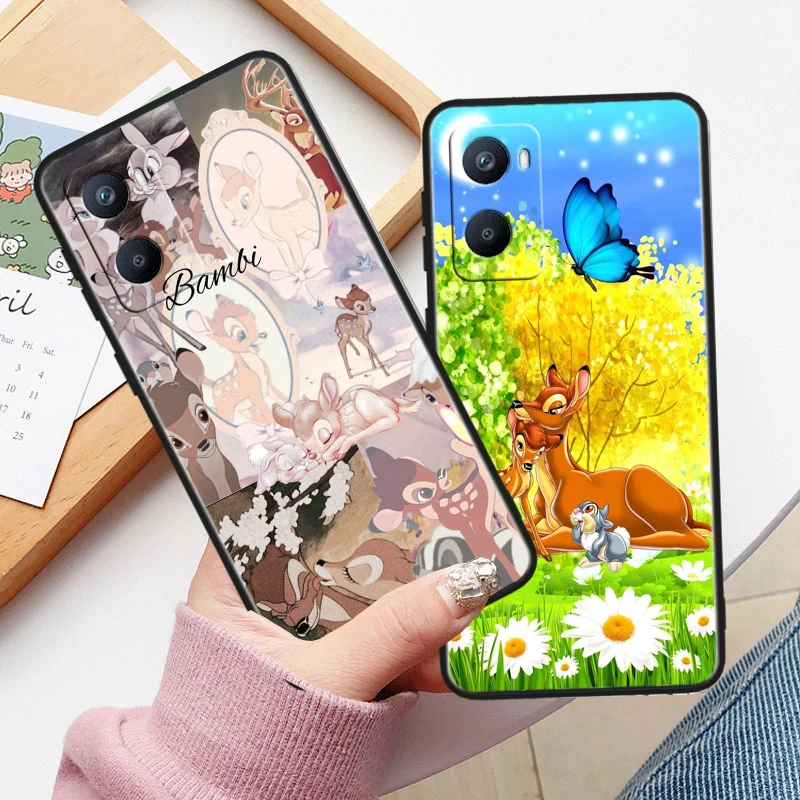 Disney Cute Bambi Black Phone Case For OPPO A 9 16 31 52 53 54 55 56 57 72 73 74 76 77 93 94 96 98 S 2020 Funda Shell Cover Capa