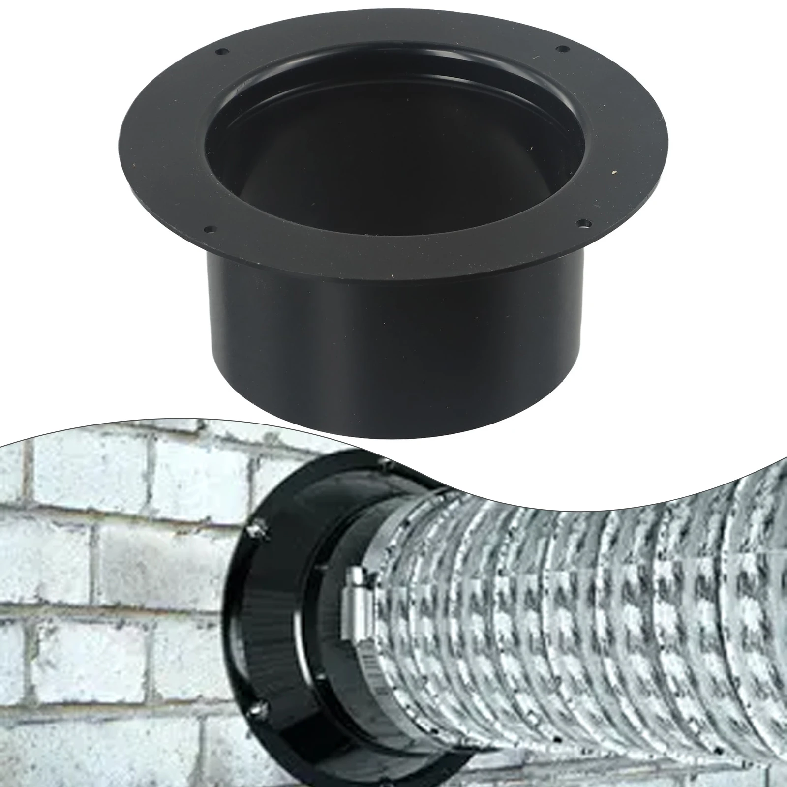 1pcs ABS Wall Flange Connector For Ventilation Pipe Air Ducting Connection Round 100/125/150mm Black Household Accessories