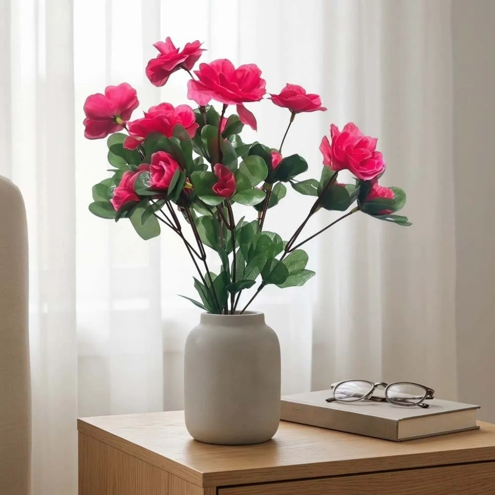 Flores Artificiales de Azalea, Ramas de Flores de Simulación, Planta Artificial, Manualidades Florales, Simulación de Azalea, Tacto Realista