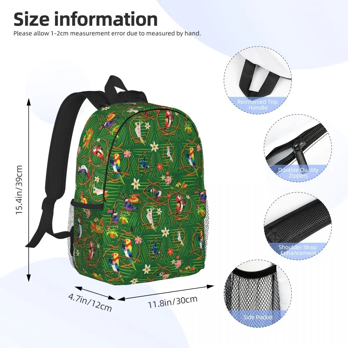 Enchanted Tiki Room Backpacks Teenager Bookbag Casual Students School Bags Laptop Rucksack Shoulder Bag Large Capacity