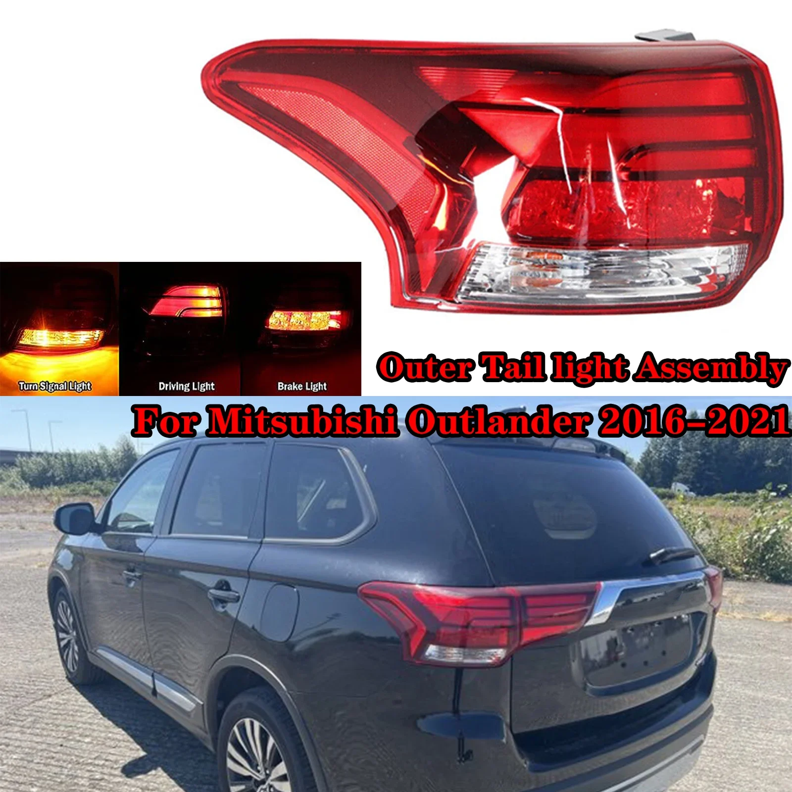 

For Mitsubishi Outlander 2016-2021 Rear Outer Tail Lamp Assembly Rear Bumper Brake Stop Taillight Exterior Tail Light