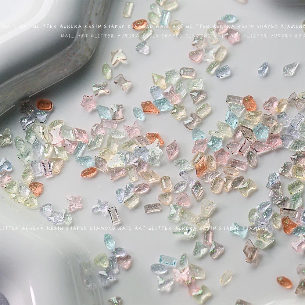 24Grids 12Colors Iridescent Nail Rhinestones with Glitter Powder Special Shaped Gems Nail Decor For 3D DIY Nails Crafts Jewelry*