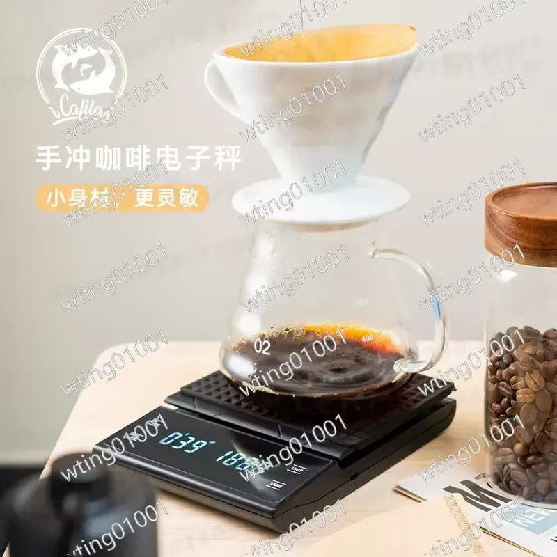 Kaishi Coffee Scale for Smart Timer Hand-Brewed Coffee Weighing Scale for Household Coffee Beans and Italian Espresso Special
