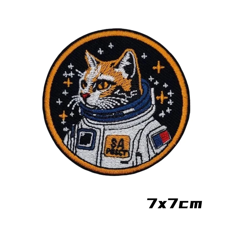 Space Astronaut Cat Morale Badge My Dream Embroidered Patches Tactical Backpack Hook and Loop Sticker