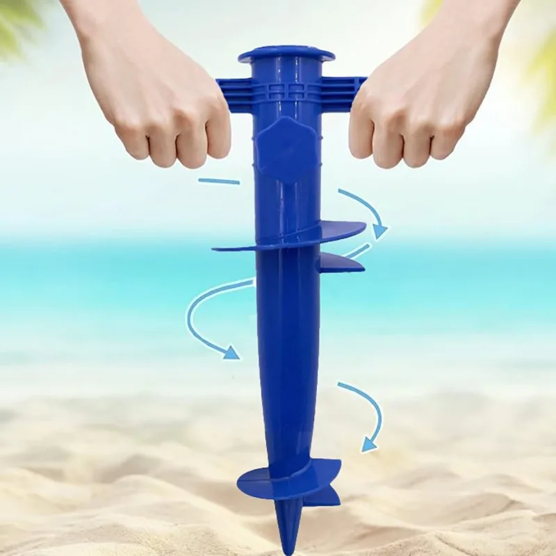 Adjustable Umbrella Base Plastic Sun Beach Patio Sand Ground Anchor Stand Spike Auger Garden Accessory Holder Fixing Tool