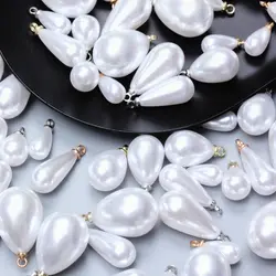 10Pcs 10/14/16/18mm Bright Water Drop Imitation Pearl Pendant DIY Handmade Sheep-eye Earrings Brooch Necklace Bracelet Fashion
