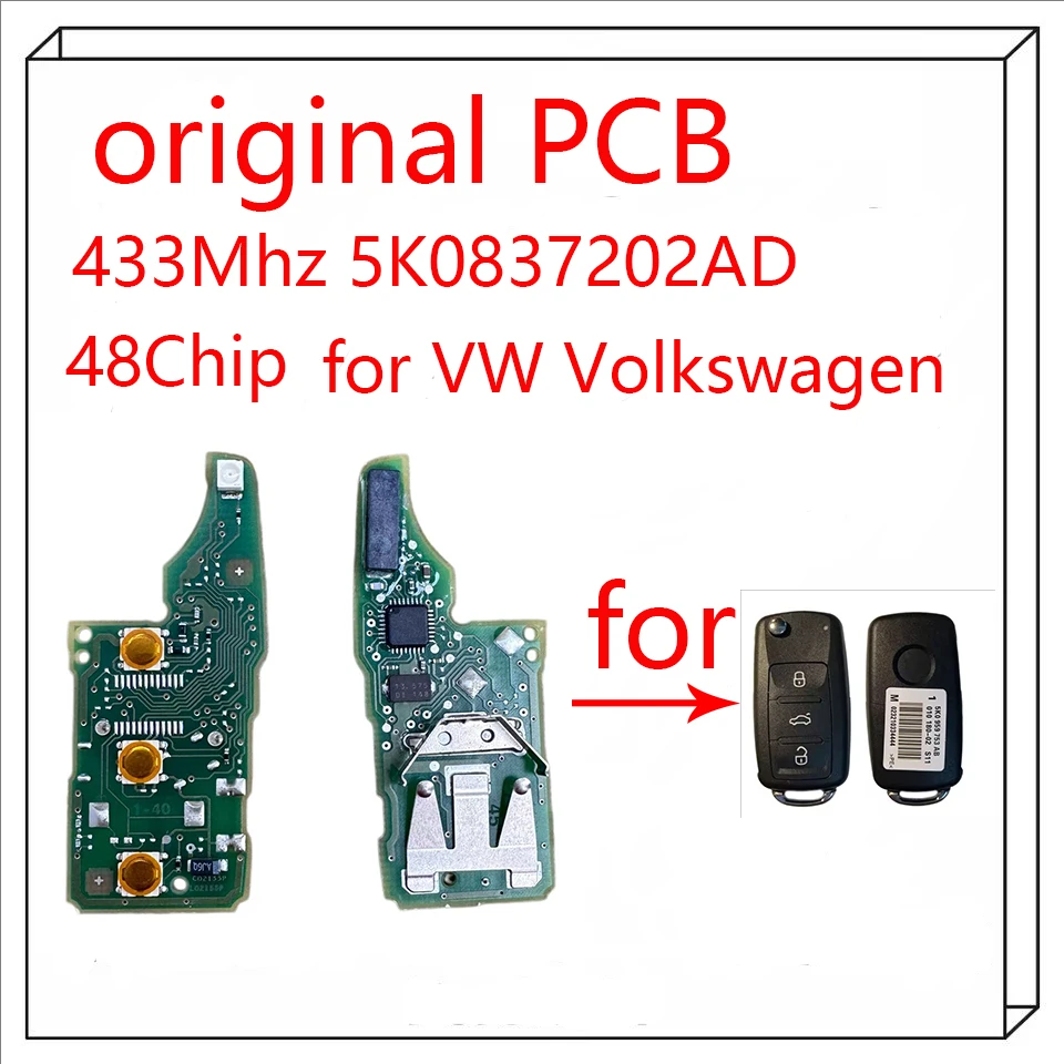 

Оригинальная плата дистанционного ключа зажигания 48Chip 433 МГц 5K0837202AD для VW Volkswagen Beetle Caddy Eos Golf Jetta Polo Scirocco Tiguan Touran