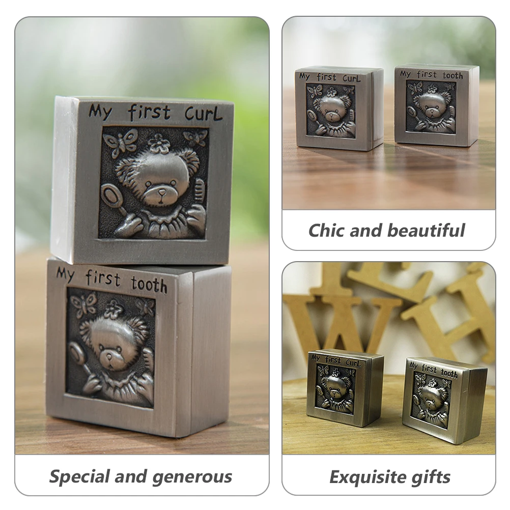 

Tooth Storage Box Fetal Hair Holder Cartoon ganizer Keepsake Case Baby Growth Tracker Precious Souvenir Zinc