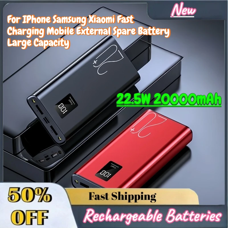 

Upgrade 22.5W 20000mAh Power Bank Portable for IPhone Samsung Xiaomi Fast Charging Mobile External Spare Battery Large Capacity