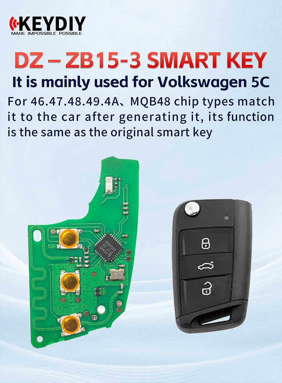 KEYDIY KD DZ-ZB15-3 DZ-ZB15-4 Smart Key Board mit 3/4 Tasten Schlüsselgehäuse für Volkswagen 5C MQB49 Typ – Detail 2