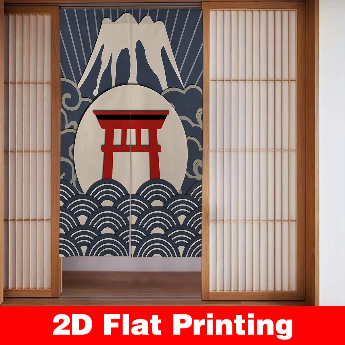 Japanese Door Curtain Screen Room Divider Home Decor Mt Fuji Torii Gate Anime Style Zen Living Room Decoration Cultural Japanese