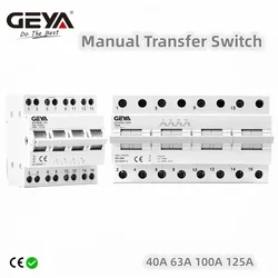 GEYA GYHO8 3P 4P 63A 125A Dual Power Manual Transfer Isolating Switch Interlock Circuit Breaker Modular Changeover Switch
