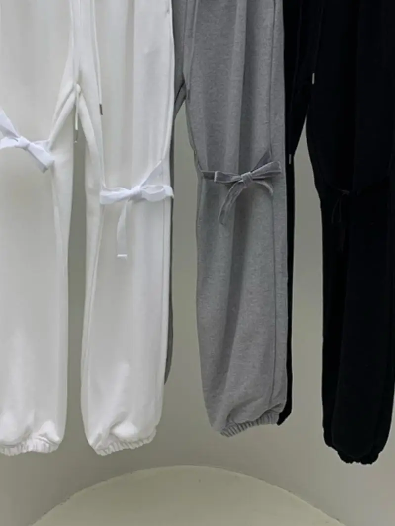 Doux fille velours noeud taille pantalons de sport longue droite taille haute pantalon décontracté trajet Sle femmes Faion