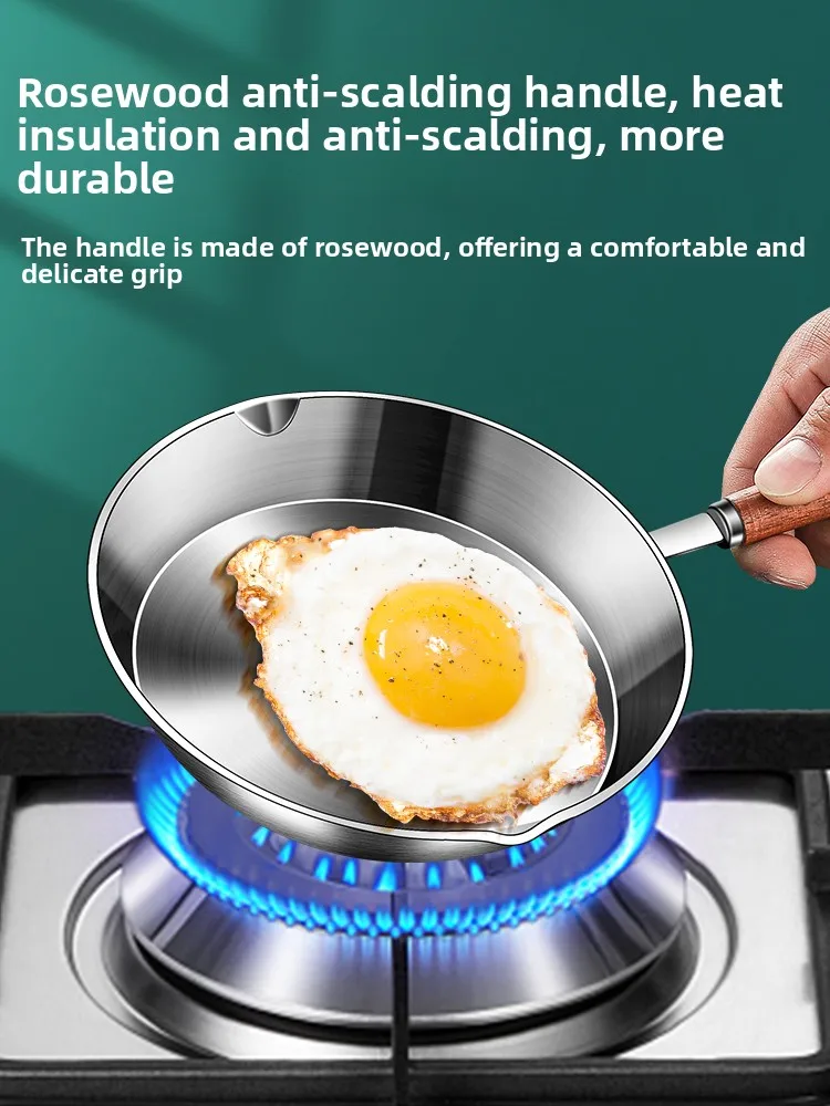 YJQ stainless steel flat bottom non-stick pan special for induction cooker steak poached egg small frying pan