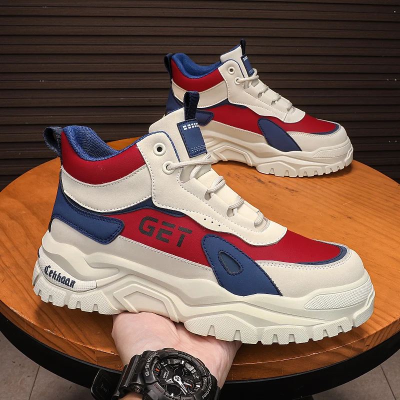 

High Top Casual Men Shoes Fashion Comfortable Outdoor Board Man Sneakers Flat Bottom Shorts Ankle Boots Breathable Concise Style