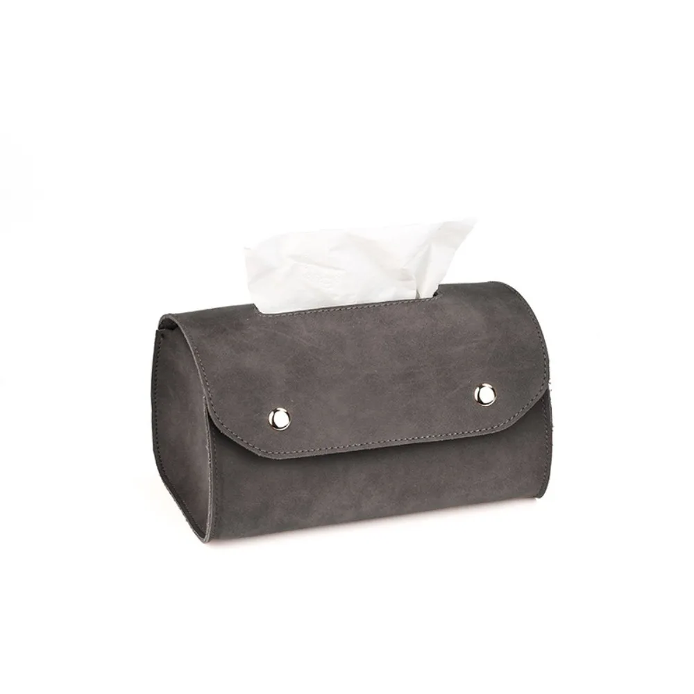 

Storage Bag Retro Table Tissue Box Decoration Solid Color Car Storage Box Environmentally Leather Napkin Holder Office