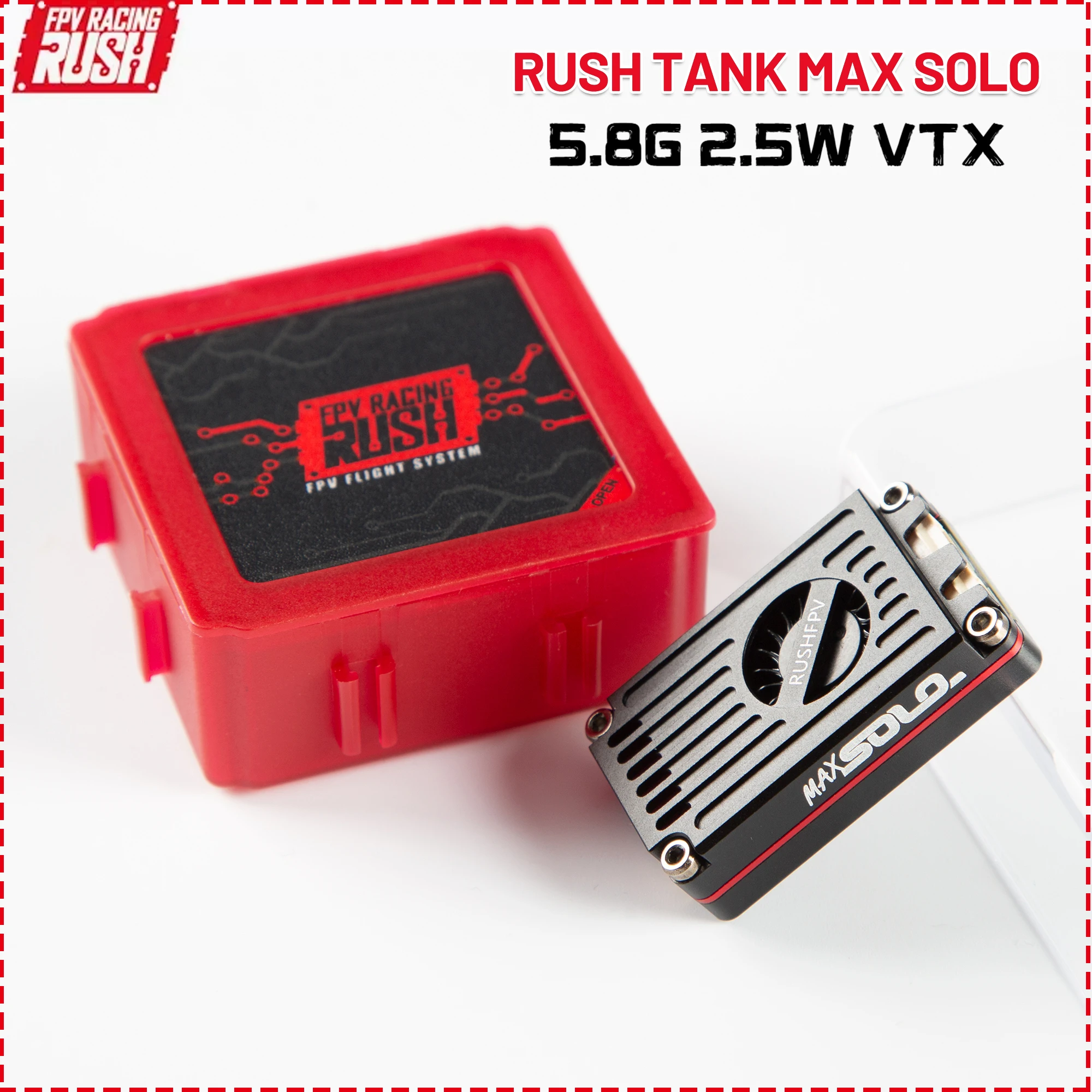 

RUSH TANK MAX SOLO 5.8G 2.5W VTX 2-6S Lipo High Power 48CH FPV Video Transmitter CNC shell for FPV Freestyle Long Range Drones