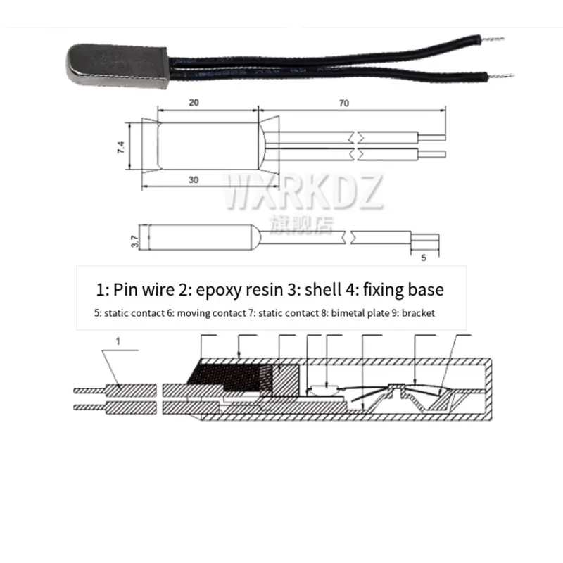 5 шт. KSD9700 5A 250V 40C 55C 60C 75C 80C 85C 90C 95C 100C 155C термостат без NC, термозащитные предохранители, температурный переключатель