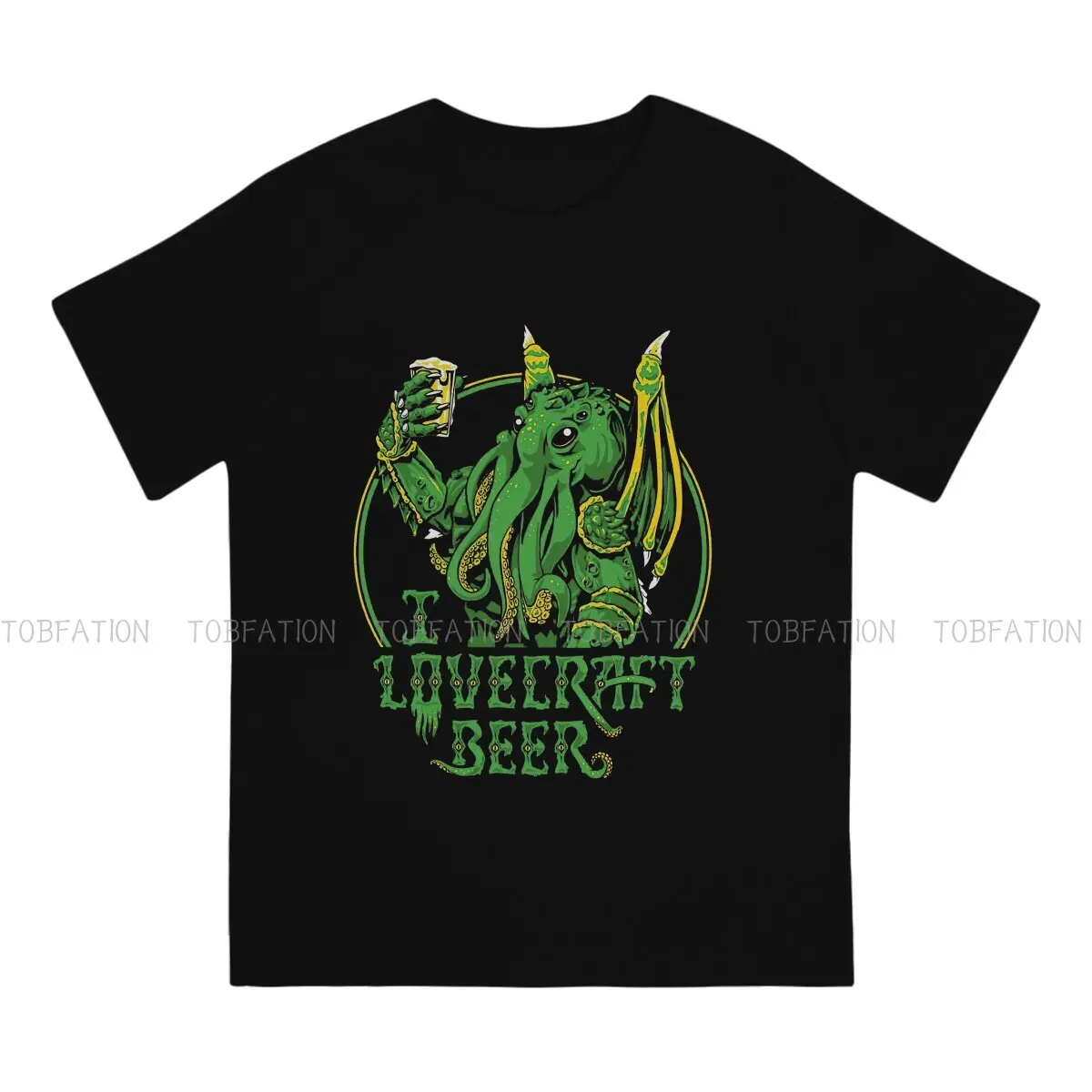 I LOVECRAFT BEER  Cthulhu Mythos Tshirt Graphic Punk T shirt Streetwear Homme Pure Cotton Ofertas Short Sleeve Tops