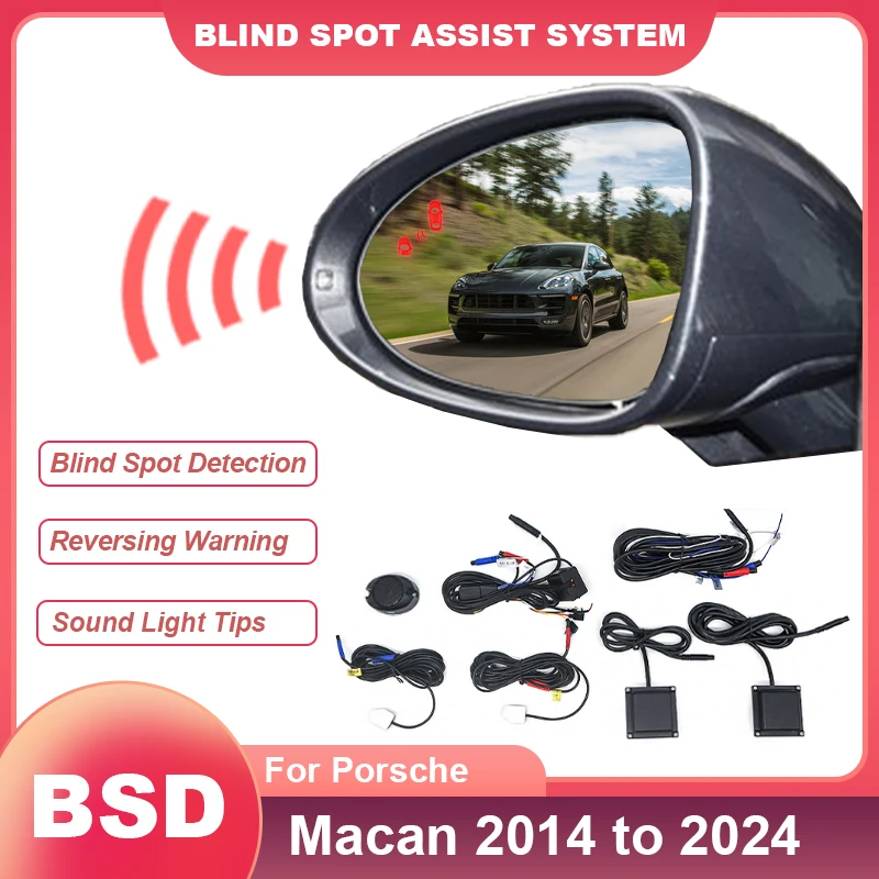 Car Blind Spot Monitoring System Alarm Mirror BSD BSA BSM 24GHZ Radar Lane Change Assist Sensor For Porsche Macan 2014 to 2024