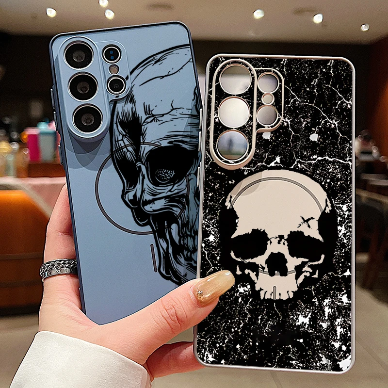 Magnetische Kreative Skelett-Muster Handyhülle für Samsung Galaxy S26 S25 S24 S23 Ultra S25 FE A57 A56 A37 A17 A55 A26 A36 Cover