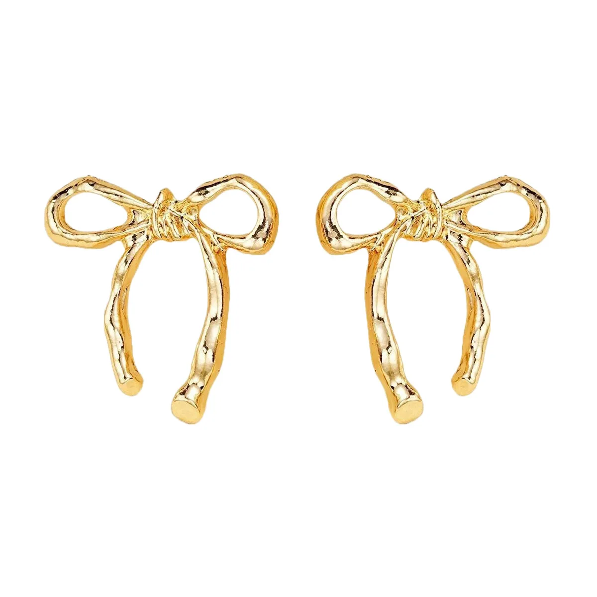 Hollow Butterfly Bow Stud Earrings for Women Simple Ins Style Vintage Elegant Daily Wear Hypoallergenic Lightweight
