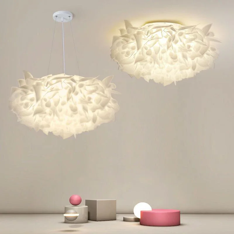 

Modern Creative Bedroom Chandeliers White Petals Warm Romantic Home Decor Hanging Lamp Living Room Dining Table Chandelier LED