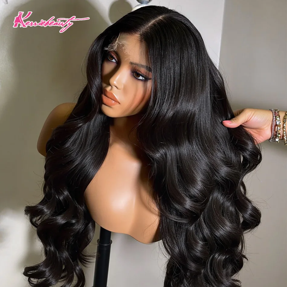Kerriebeauty 40 30 Inch 13x6 Body Wave Human Hair Frontal Wig 13x4 HD Water