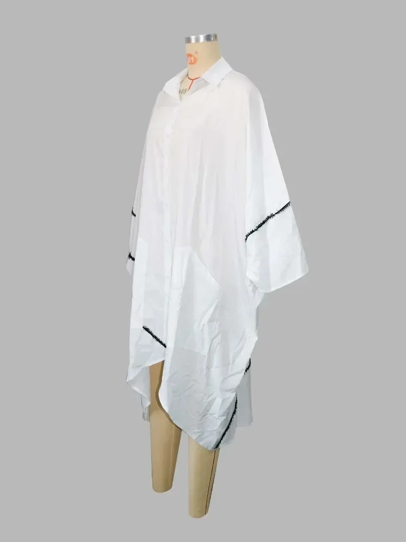 GUWU فستان نسائي فضفاض بأكمام طويلة وجيوب غير رسمية فستان ميدي أفريقيا للخريف مثير غير رسمي للحفلات الليلية والشارع فساتين قميص