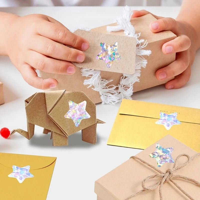 500Pcs Star Shaped Sticker Sparkling Five Pointed Star Sticker for Scrapbooking Journal Planner Photo Album Package image 5