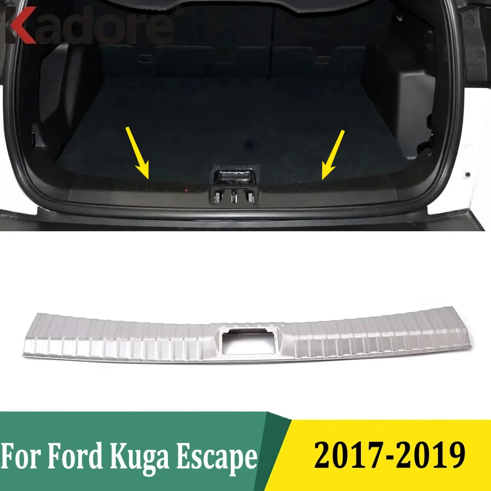 For Ford Kuga Escape 2017-2019 Stainless Steel Inner Rear Bumper Pad Trim Tail Trunk Scuff Plate Cover Car Accessories
