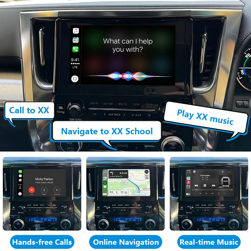 Alphard Vellfire Upgrade CarPlay Car Multimedia Video Wireless  CarPlay Android Auto Integration Kit for 2008 - 2023