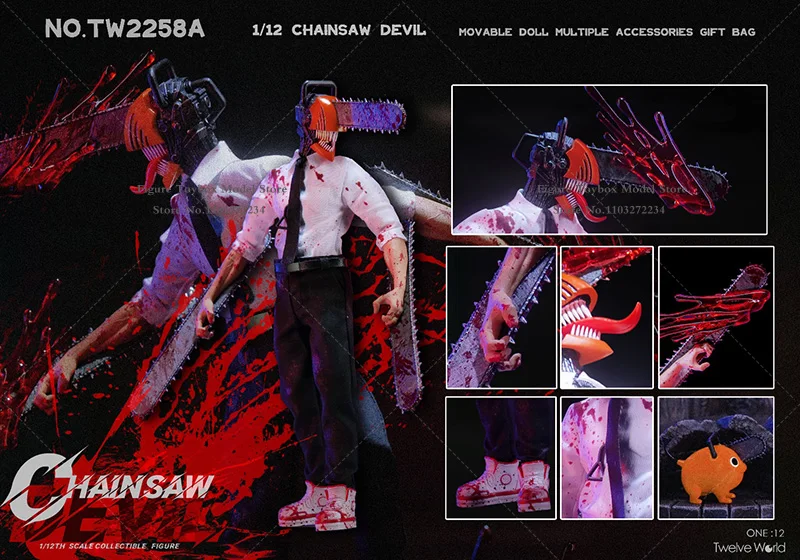 Limited Stock TWTOYS TW2258 1/12 Chainsaw Devil Movable Action Figure Halloween Cosplay Doll 6