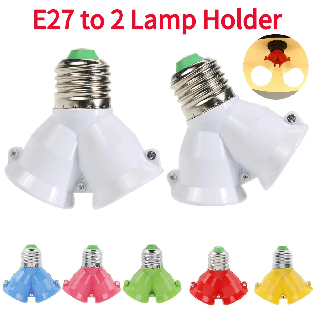 E27 Base Light Lamp Bulb Socket 1 to 2 Splitter Adapter Converter Socket For Home Socket Bulb Holder Light E27 Socket