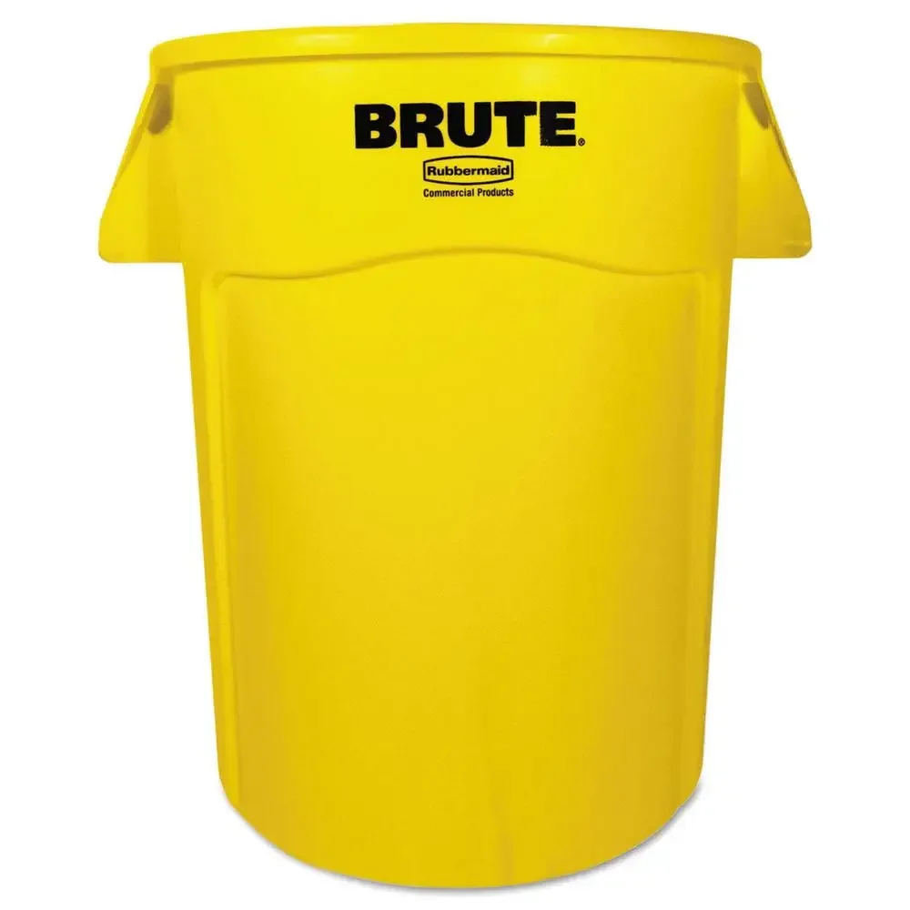 44 gal Plastic Vented Round Brute Container Yellow Trash Can