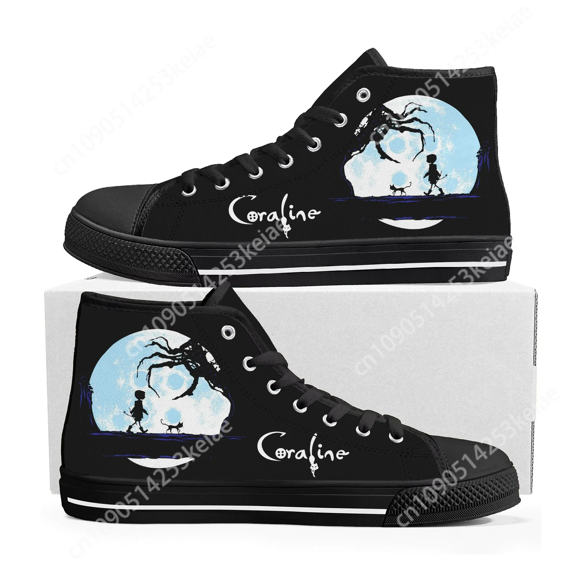 Coraline The Secret Door High Top Sneakers Mens Womens Teenager Fashion High Quality Canvas Sneaker Custom Built Couple Shoes