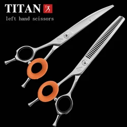 TITAN Japan Stainless Steel Dog Grooming Straight curved Thinning Shear Set let hand scissors Professional Groomer Tools