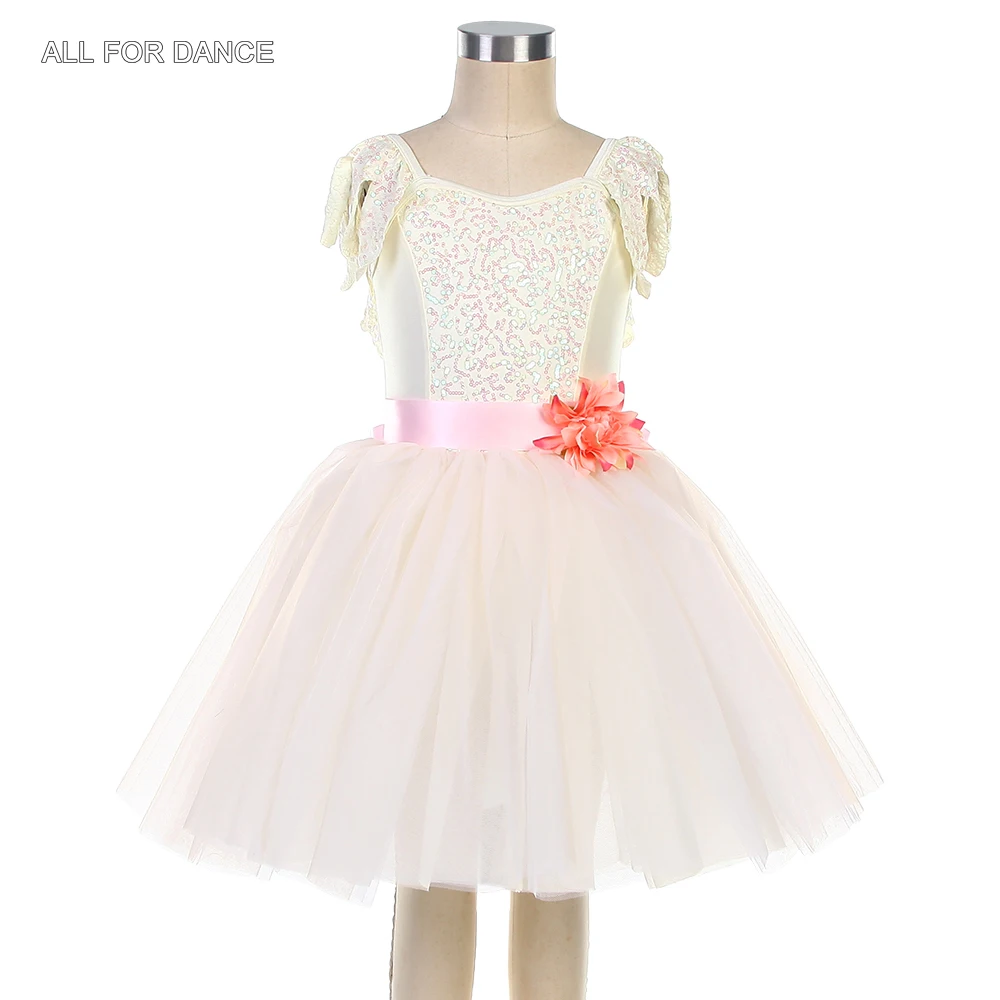 25014 New Ballet Costumes Ivory Sequin Spandex Bodice Ballet Costume Dance Tutus Kids' Cute Ballet Tutus