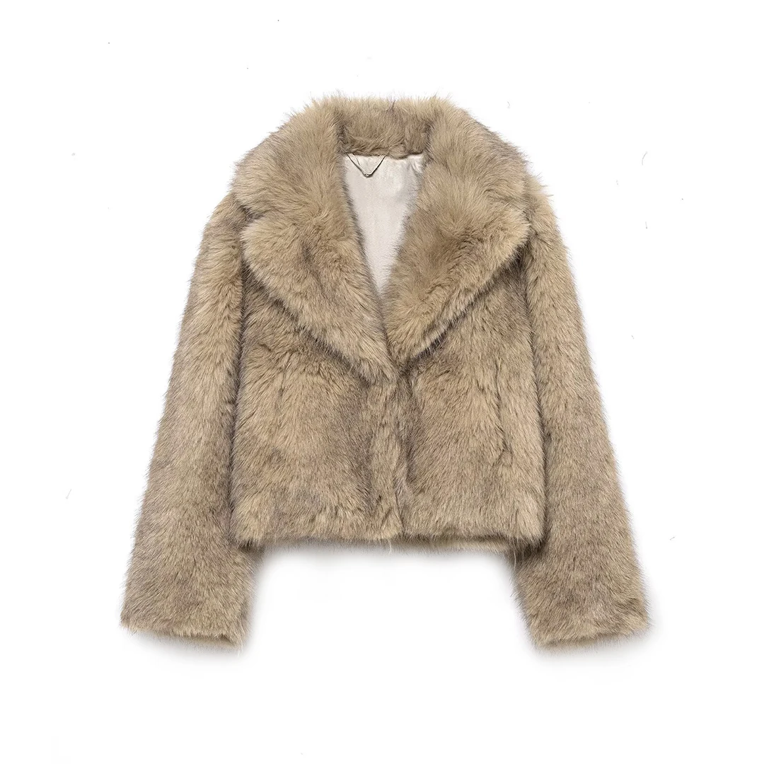 KASLEAD 新しいファッショナブルな人工毛皮風コート レディース ジャケット スリ 防風 ポリエステル繊維 ロングスリーブコート