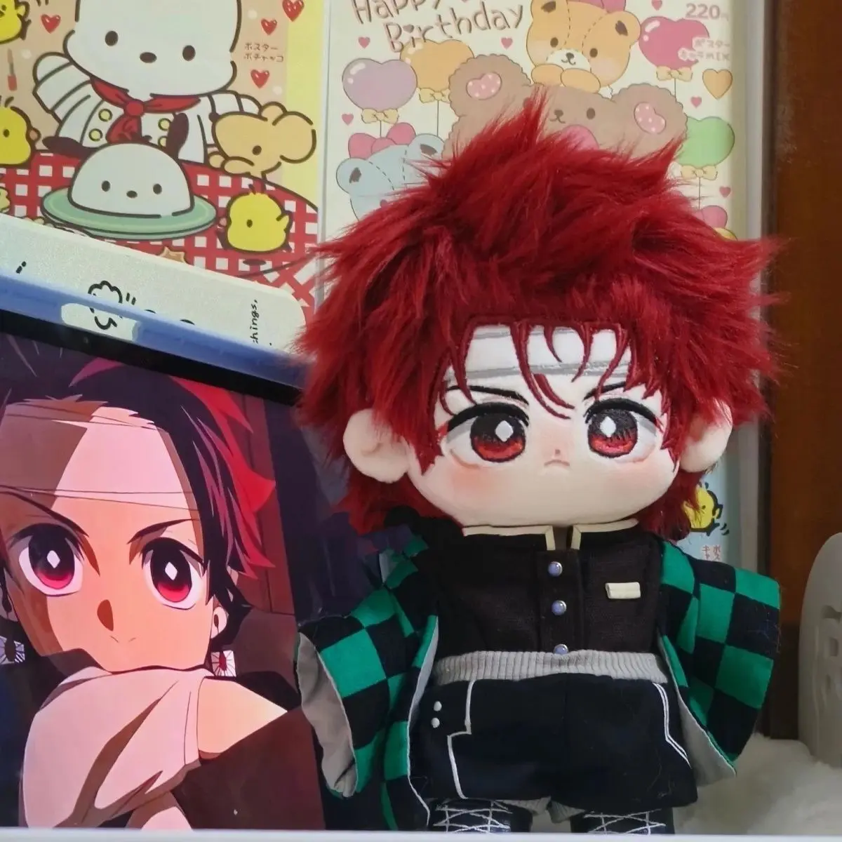 20cm anime demon slayer boneca de pelúcia kamado tanjirou kawaii figura cosplay vestir-se boneca de algodão corpo macio brinquedos de pelúcia presentes do miúdo