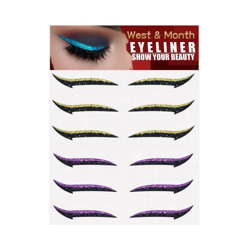 6Pairs Nice-looking Women Faux Eyeliner Decal Plastic False Eyeliner Sticker Ladies Girls Eyeliner Sticker for Party