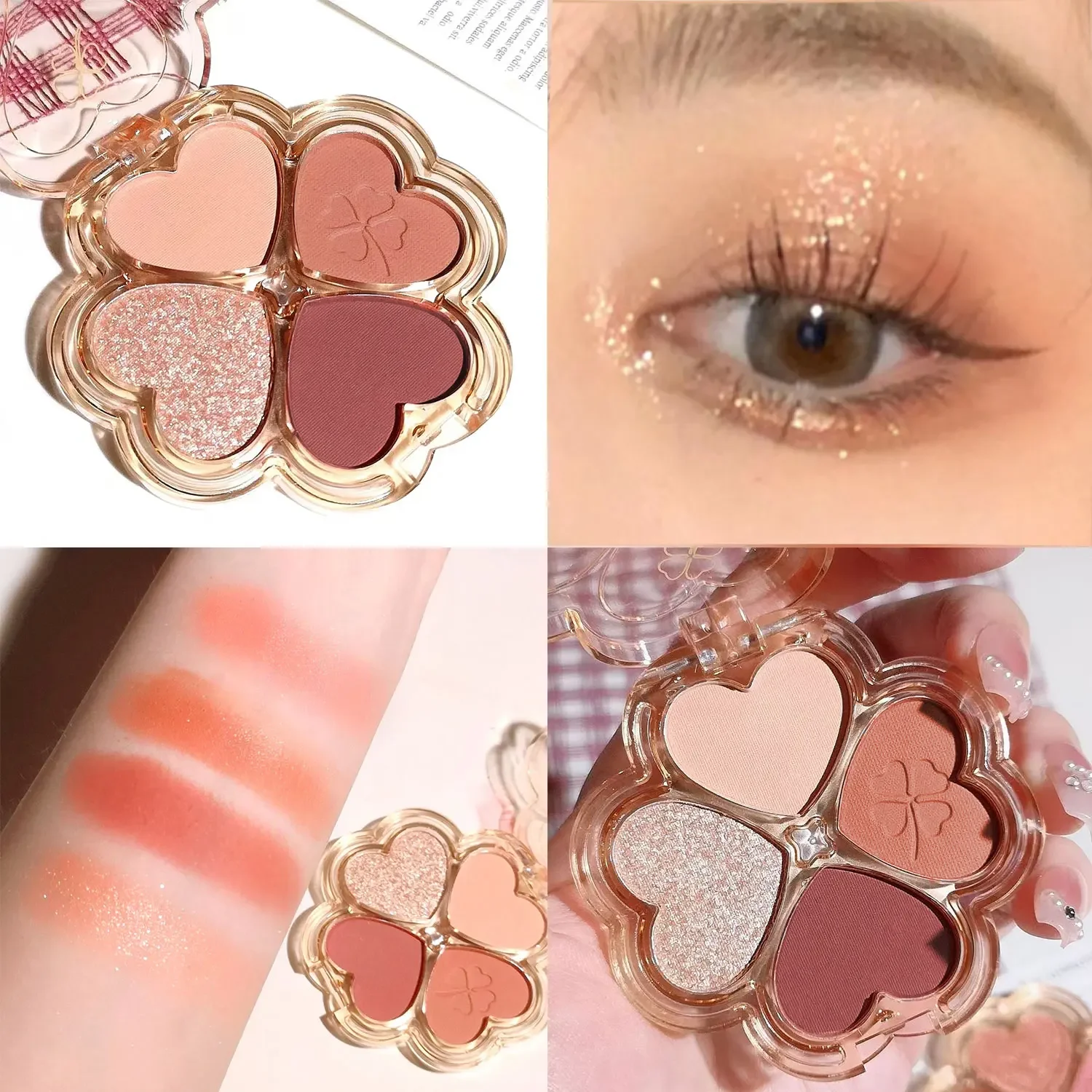 JUJU DREAM 9109 Lucky Four-eaf Clover Eyeshadow Palette Lightweight, easy to apply, matte earth-tone pearlescent finish