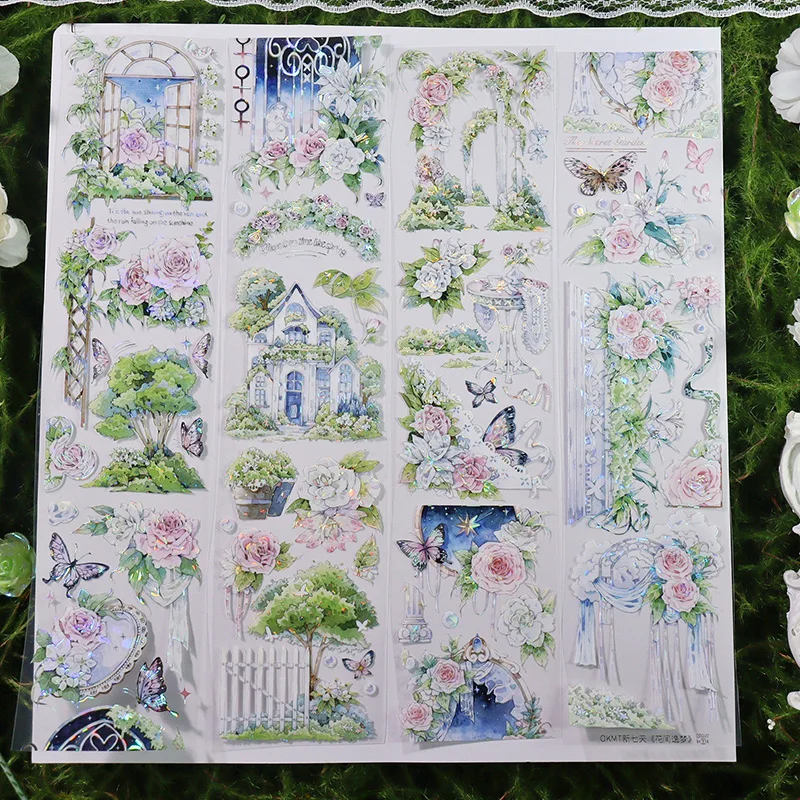 

5M Garden Background Shiny Pet Washi Tape Shell Light White Flower